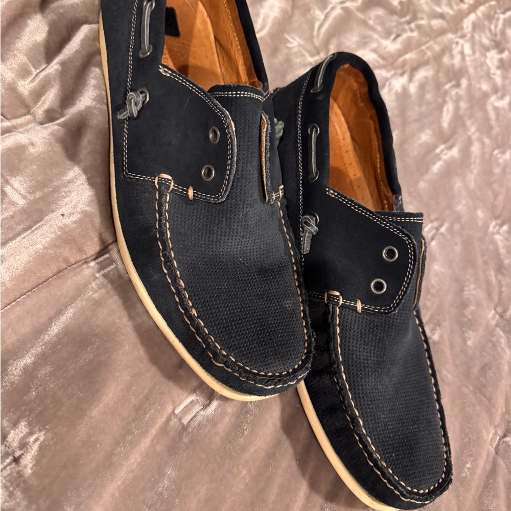 John Varvatos Laceless Boat Shoes -Navy 11M